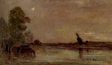 L Abreuvoir Effet De Lune Barbizon Impressionisme Paysage Charles François Daubigny Peinture à l'huile